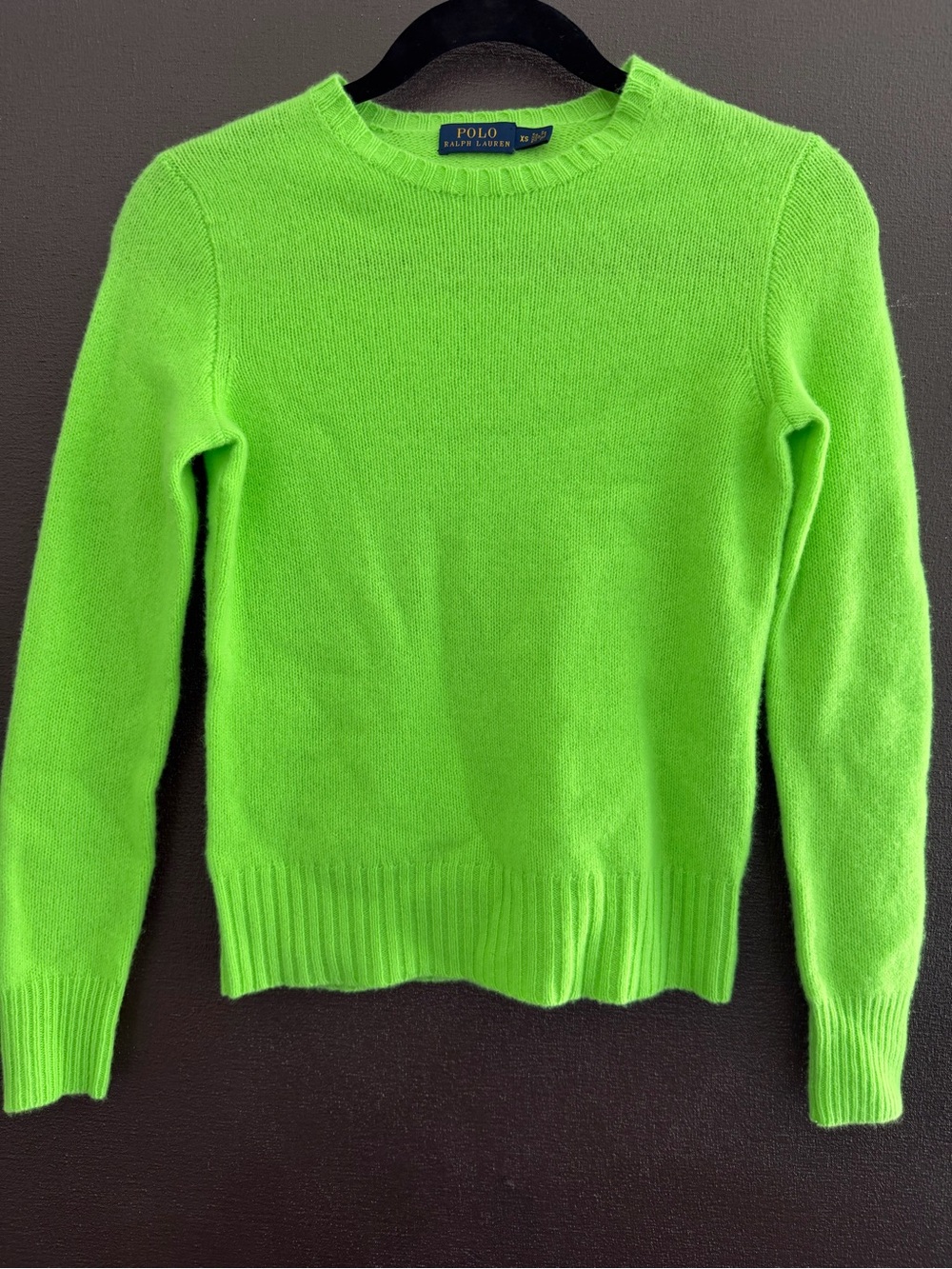 Polo Ralph Lauren Cashmere Neon Green Crewneck Sweater